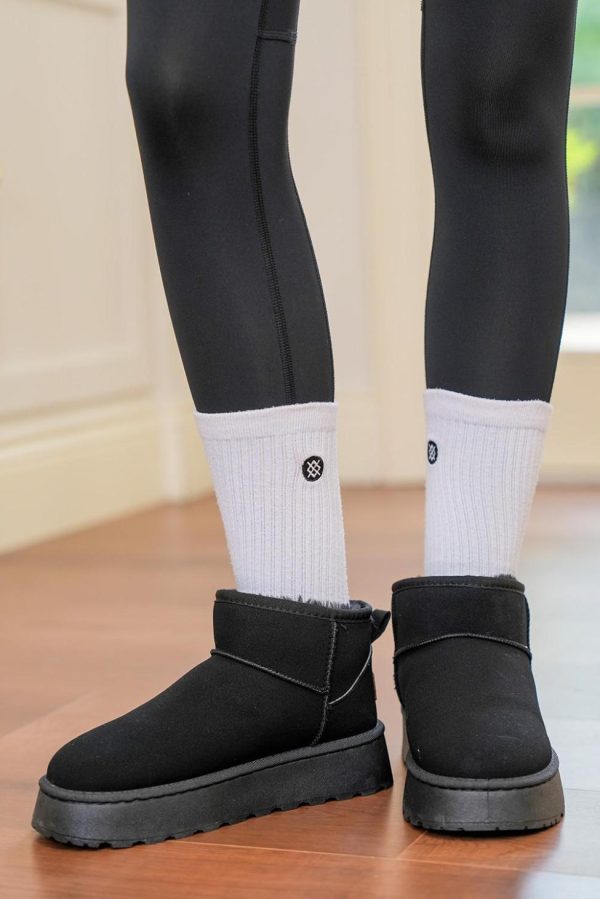 Women Black Faux Fur Lined Suede Ankle Snow Boots | Boots - Image 2