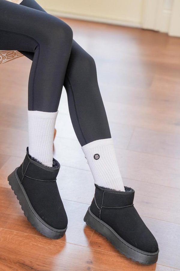 Women Black Faux Fur Lined Suede Ankle Snow Boots | Boots - Image 3