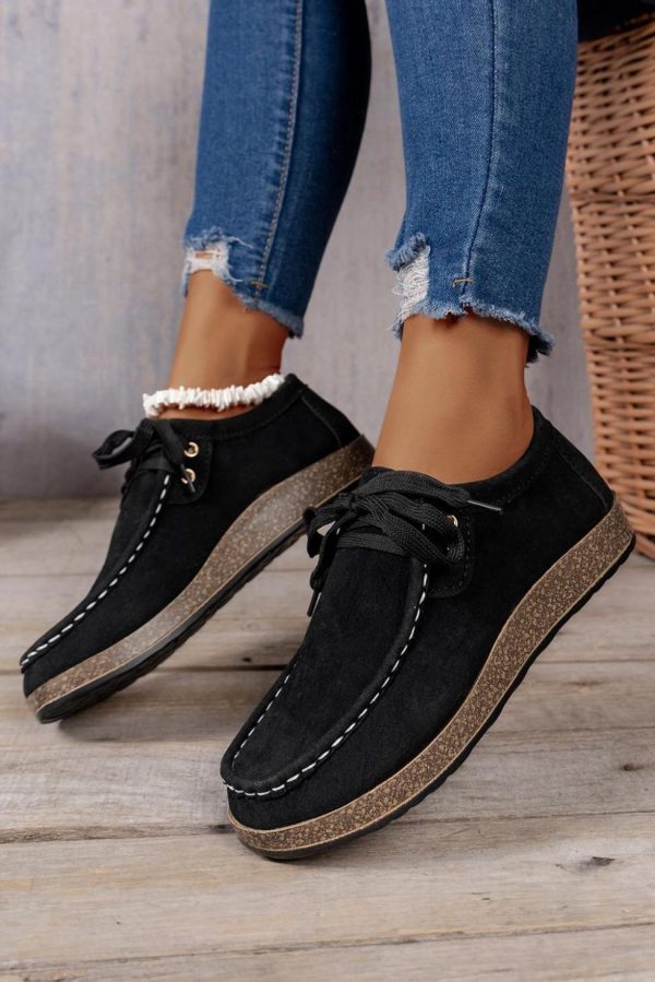 Women Black Lace Up Casual Shoes | Sneakers - Image 2