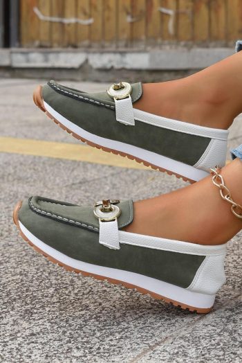 Women Blackish Green Stitching Patchwork Casual Shoes | Sneakers
