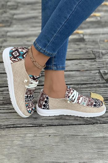 Women Brown Geometric Print Patchwork Sneakers | Sneakers