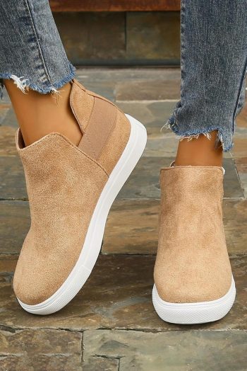 Women Camel High Top Slip-On Casual Boots | Boots
