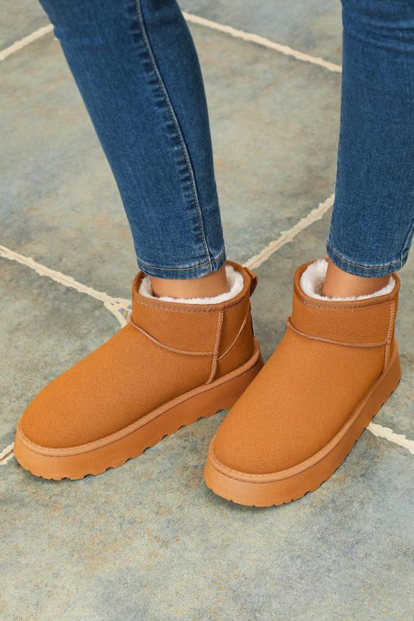 Women Chestnut Faux Fur Lined Suede Ankle Snow Boots | Boots - Image 2