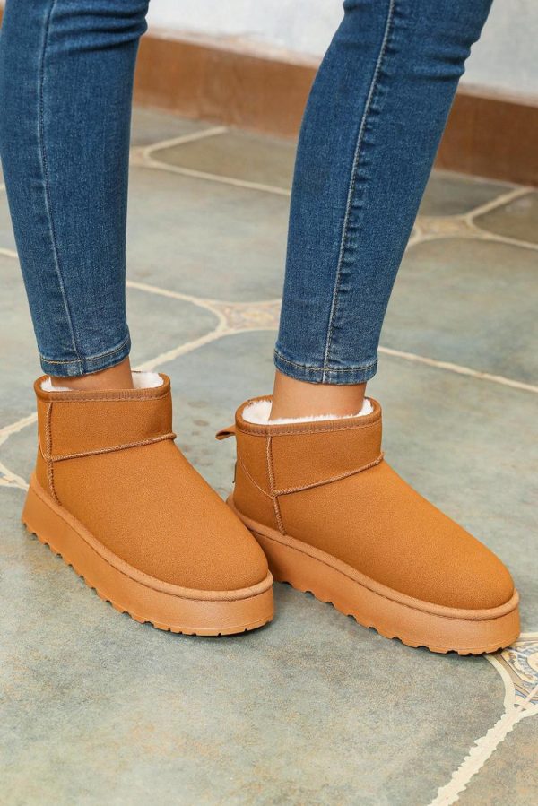 Women Chestnut Faux Fur Lined Suede Ankle Snow Boots | Boots - Image 3