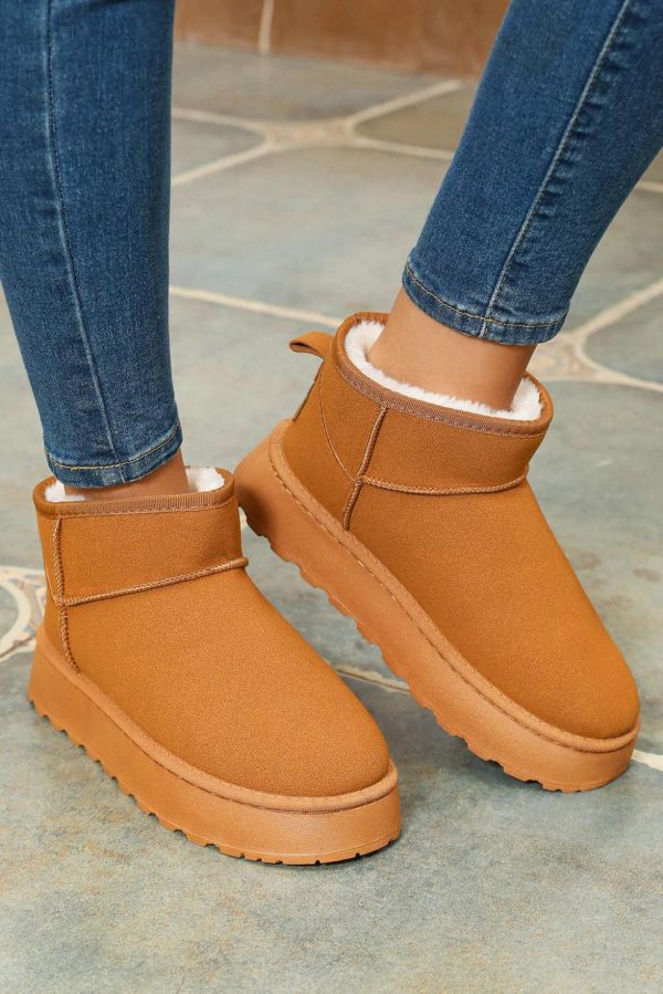 Women Chestnut Faux Fur Lined Suede Ankle Snow Boots | Boots - Image 4