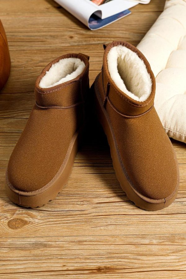 Women Chestnut Faux Fur Lined Suede Ankle Snow Boots | Boots - Image 5