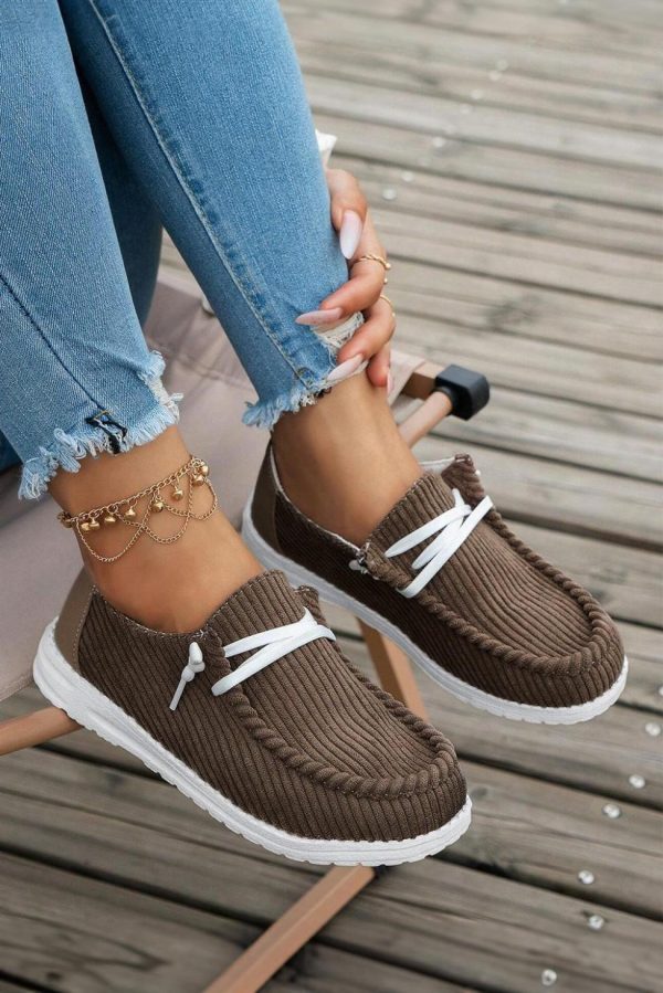 Women Coffee Lace Up Casual Shoes | Sneakers