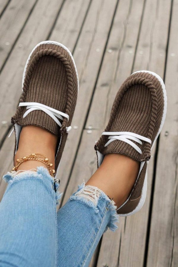 Women Coffee Lace Up Casual Shoes | Sneakers - Image 2