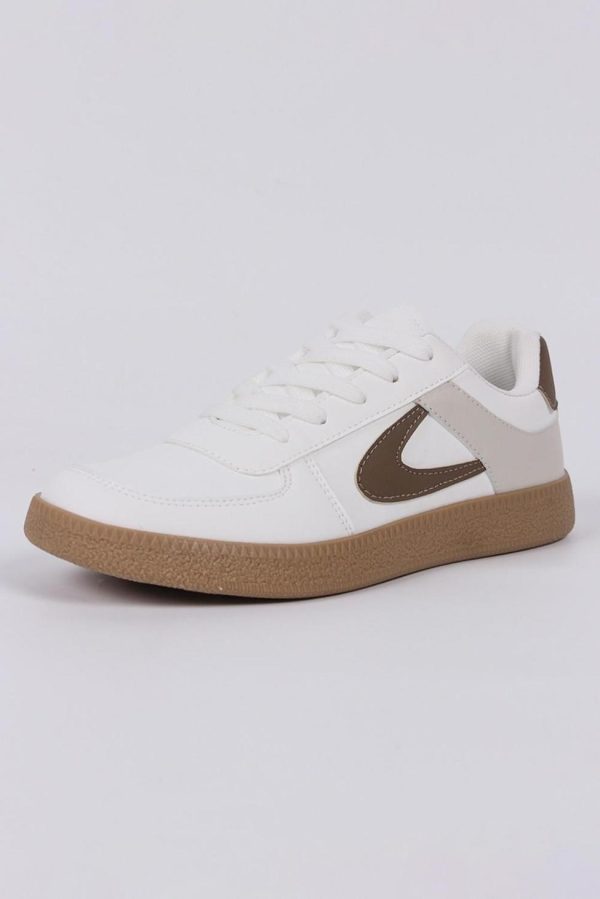 Women Coffee Pu Leather Lace Up Sneakers | Sneakers - Image 4