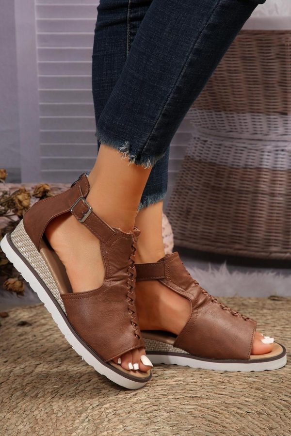 Women Pu Cutout Buckle Strap Platform Slides Shoes | Sandals - Image 2