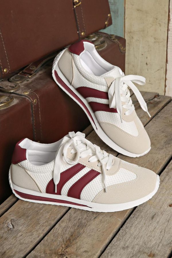 Women White Patchwork Breathable Lace Up Sneakers | Sneakers - Image 3