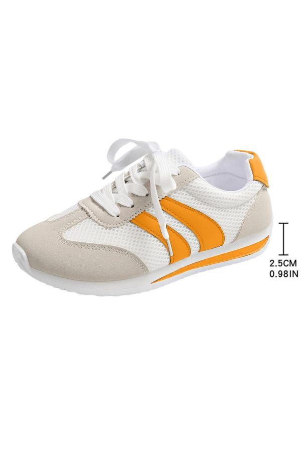 Women Yellow Patchwork Breathable Lace Up Sneakers | Sneakers - Image 6